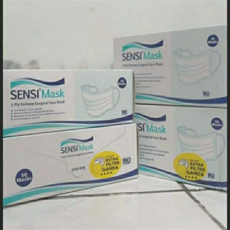 Promo Sensi Mask 3ply Earloop Surgical Facemask 1box Isi 50pcs Diskon