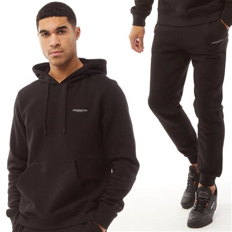 Buy Crosshatch Mens Chelmere Hoodie And Joggers Set Black