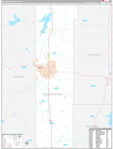 Washington County Ok Wall Map Premium Style By Marketmaps Mapsales