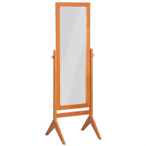 Oak Finish Wood Rectangular Cheval Floor Mirror Free Standing Mirror