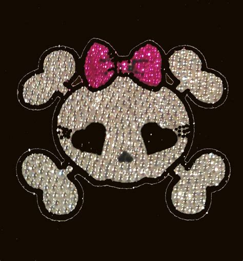 Girly Skull And Crossbones Crystal Car Decal