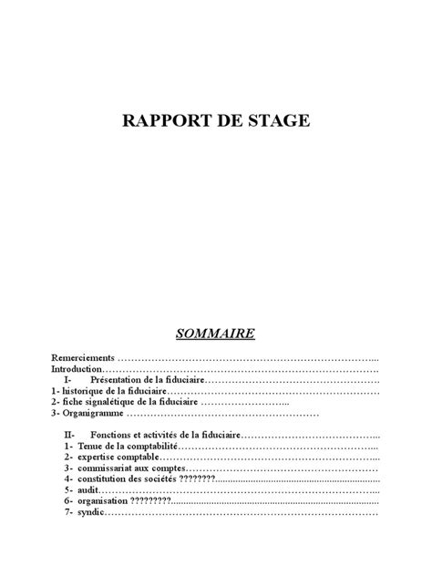 Rapport De Stage Comptabilite Chez Fiduciare