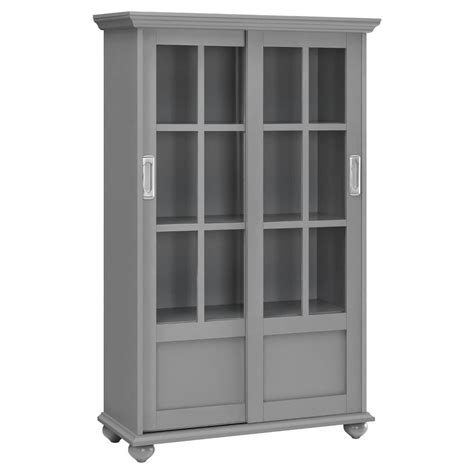 2 fixed and 2 adjustable shelves ameriwood glass door bookcase overview. Capewood Bookcase with Sliding Glass Doors 51" Soft Gray ...