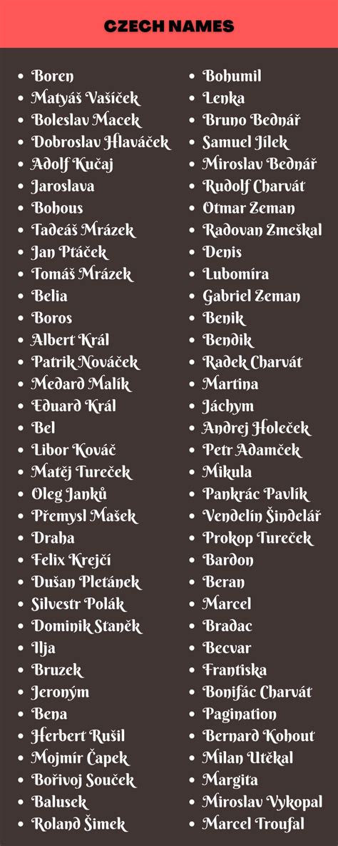 400 Unique Male And Female Czech Names