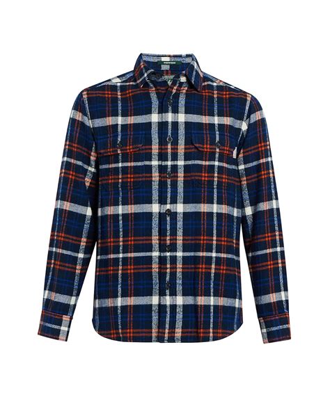 Woolrich Mens Oxbow Bend Flannel Shirt Modern Fit Blue Charcoal