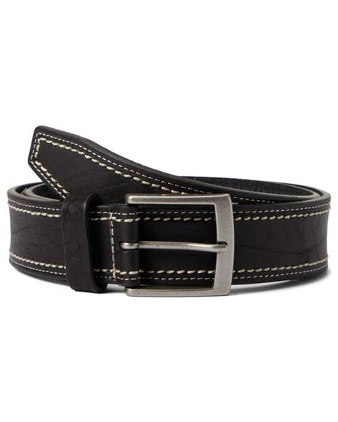 Johnston And Murphy Leather Double Contrast Stitch Belt In Black For Men Lyst