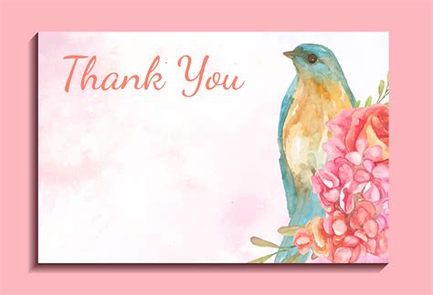 Thank You Card With Watercolor Flower Template 9494284 Vector Art At