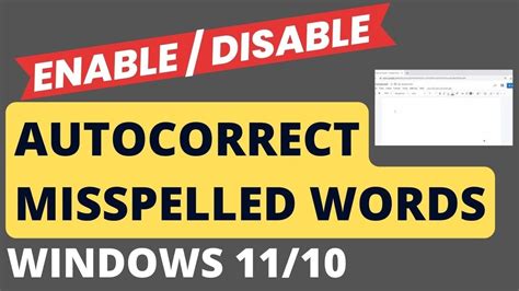 Enable Or Disable Autocorrect Misspelled Words On Windows 11 10 Youtube