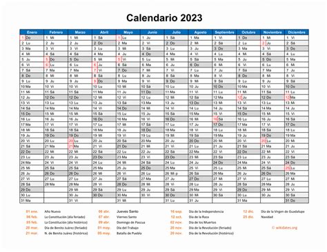 Calendario De México Del 2023 Con Los Días Festivos