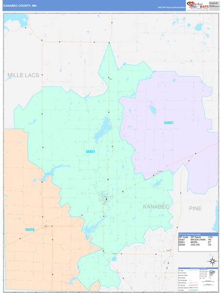 Kanabec County Mn Wall Map Color Cast Style By Marketmaps Mapsales