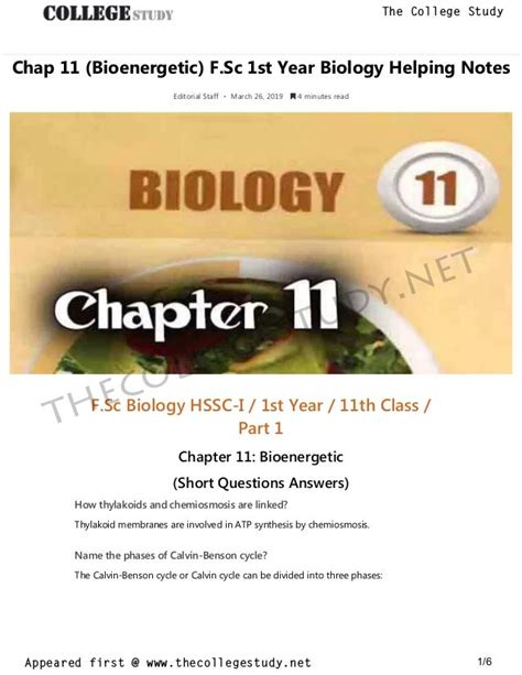 7 chap 11 bioenergetic f sc 1st year biology helping notes