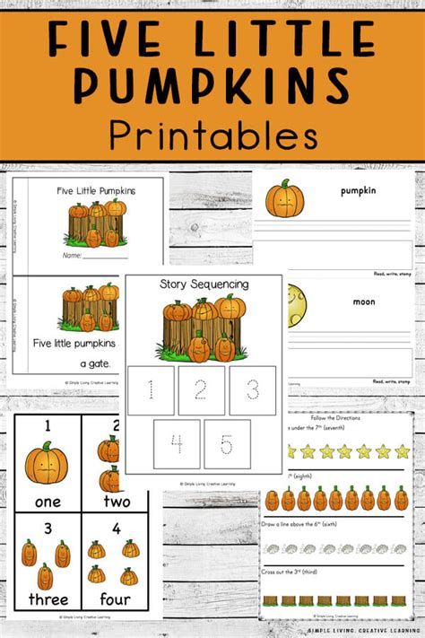 Five Little Pumpkins Printables Simple Living Creative Learning