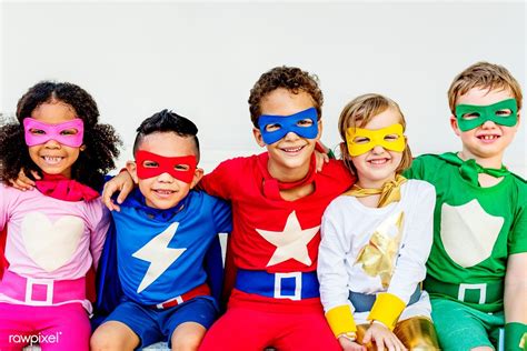 Download Premium Photo Of Superheroes Kids Friends Playing Togetherness
