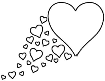 Mädchen lieben es, herzen zu zeichnen, wo immer sie können: Herz mit Schweif aus Herzen Malvorlage - Ausmalbild