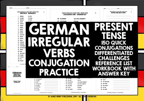 German Irregular Verbs Present Tense Conjugation Teaching Resources