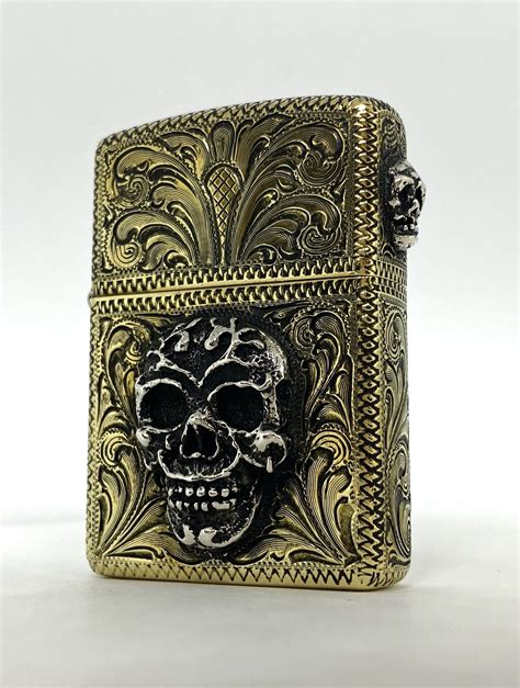 Engraved Custom Brass Armor Zippo Lighter With Sterling Silver Sugar