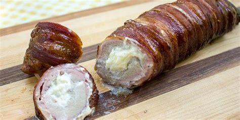 A Delicious Recipe Of Bacon Wrapped Smoked Pork Tenderloin Stuffed With Pineapple And Cheese