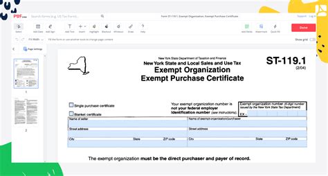 Form St 1191 Exempt Organization Exempt Purchase Certificate
