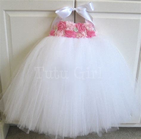 Pink White Tutu Dress Flower Girl Etsy