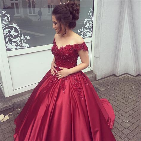 Burgundy Off The Shoulder Quinceanera Dressesball Gown