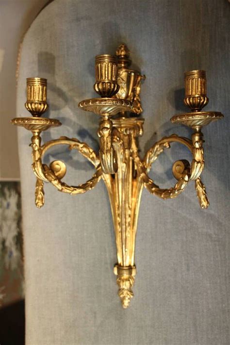 Pair Of Antique Bronze French Sconces Pair Of Bronze Wall Sconces Gilt Bronze Candleholders