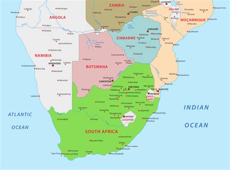 A Map Of Southern Africa United States Map