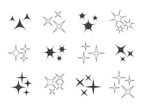 Set Of Star Sparkle Icons Collection Of Bright Fireworks Twinkles