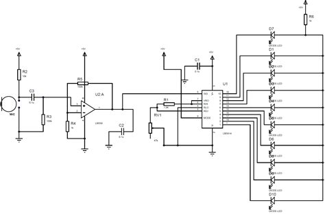 Y 3 db step 30 db range y drives leds lcds. LED VU Meter Circuit Diagram using LM3914 and LM358