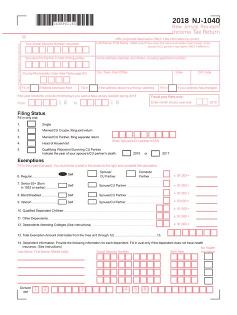 2020 Nj 1040 Fill Out And Sign Online Dochub