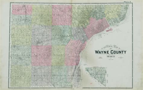 Detailed Official Atlas Of Wayne County Michigan Containing General