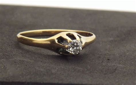 Antique 14k Diamond Solitaire Engagement Ring By Eclairjewelry