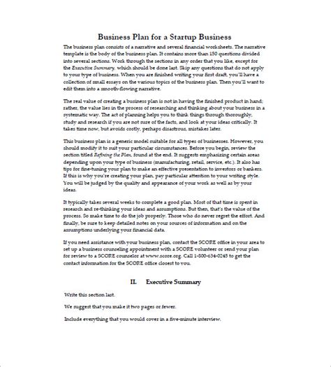 Startup Business Plan Template 21 Word Excel Pdf Format Download