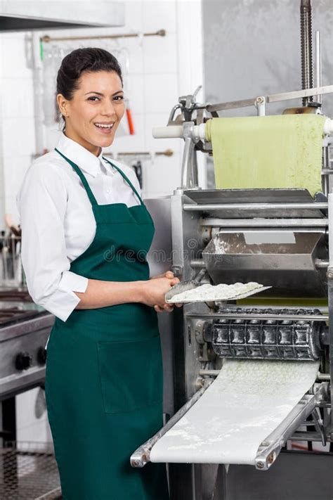 Happy Female Chef Holding Ravioli Pasta Tray By Stock Image Image Of