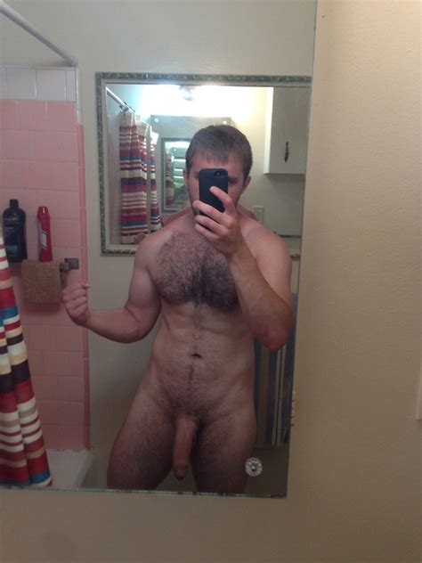 Strong Hairy Dude Shows His Fat Boner Nude Men Selfies