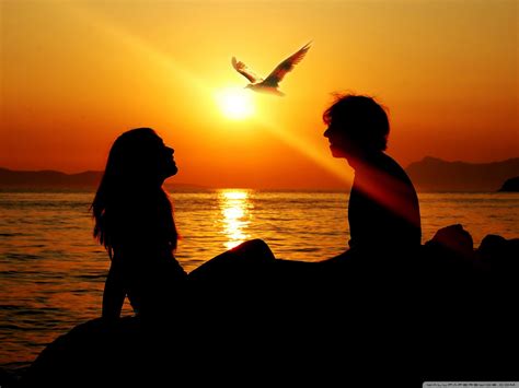 Romantic Couple Sunset Ultra Hd Desktop Background Wallpaper For 4k Uhd