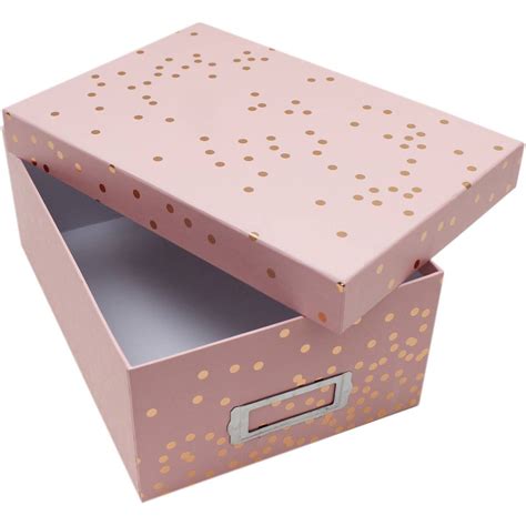Large rose gold gift box. Rose Gold Dot Photo Box 28.8Cm X 19.7Cm X 11.5Cm | Hobbycraft