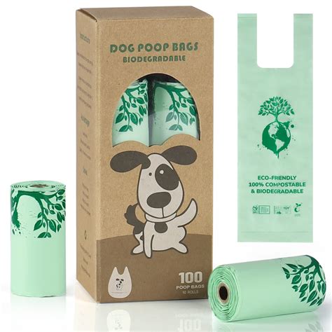 Buy Anwa 100 Biodegradable Dog Poo Bags With Tie Handles Compostable