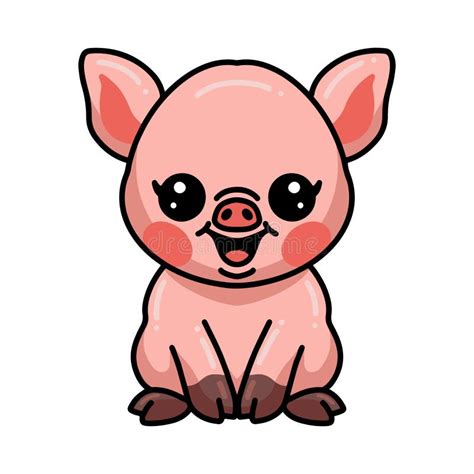 Cute Little Pig Cartoon Sitting Stock Vector Illustration Of Pork
