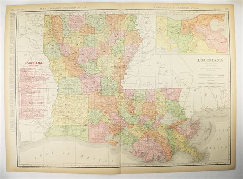 Large Vintage Map Of Louisiana 1908 Original Antique Louisiana Etsy
