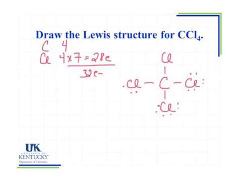 Four lines in the structure represent four bonds while dots around the chlorine atom represent valence electrons. 6.03 Draw the Lewis structure for CCL4 - YouTube