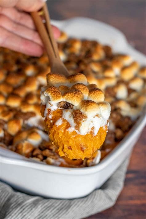 Sweet Potato Casserole With Marshmallows And Pecans