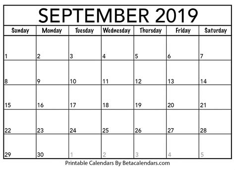 Blank September Calendar Printable Printable Word Searches