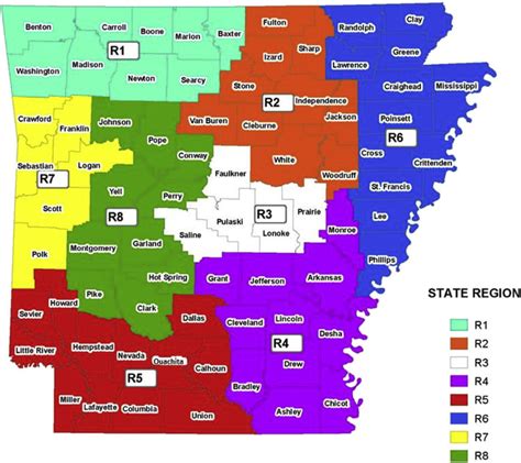 Arkansas County Map With Regions Names Images And Photos Finder