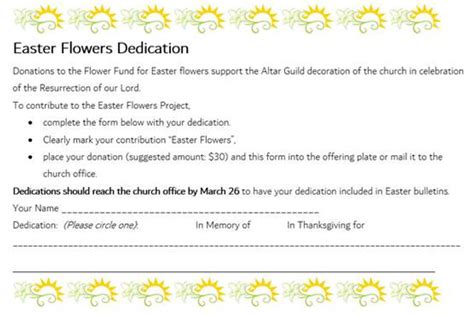 Easter Flower Dedications And Donations
