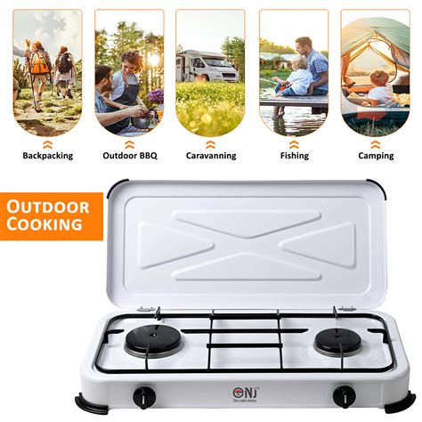 Portable Double Gas Stove 2 Burner Outdoor Camping Cooker Lpg 34kw