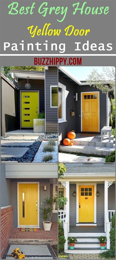 Your front door's hue is a component of the house's exterior color scheme, which includes roof color and other architectural elements. 48 Best Grey House Yellow Door Ideas - Buzz Hippy | Yellow ...