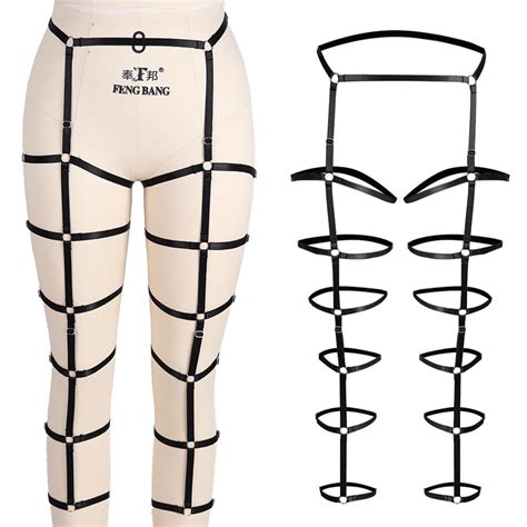 Black Leg Bondage Harness Belt Adjust Garter Length Sexy Body Punk Gothic Style Suspender Bdsm