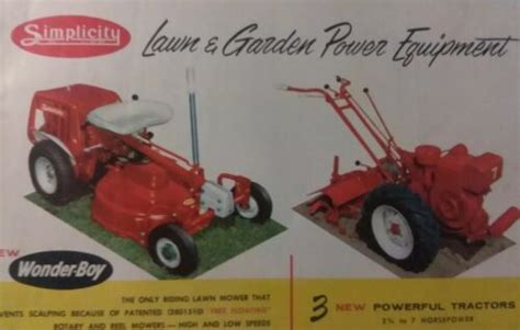 Simplicity 1957 Vb Fc A Wonder Boy Garden Tractor Color Sales Brochure