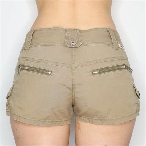 Vintage Early 2000s Guess Low Rise Khaki Cargo Shorts Imber Vintage