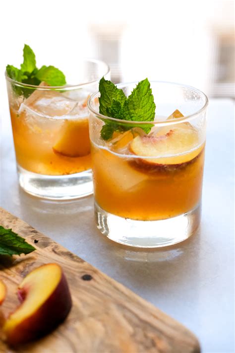 Peach Bourbon Smash Cocktail Recipe Kiersten Hickman